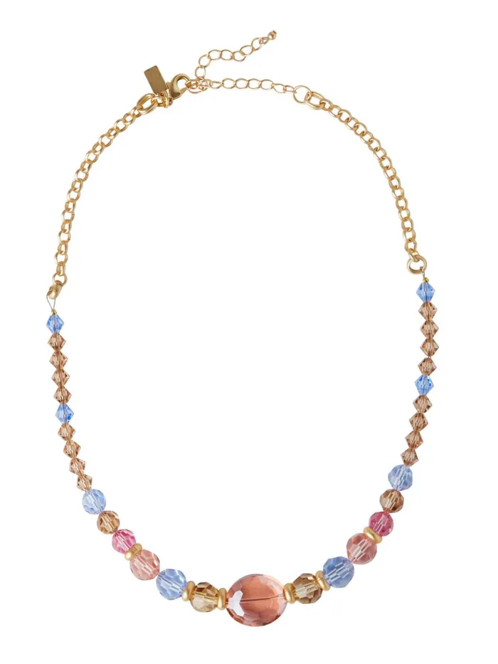 Misook 18K Matte Gold Plated Mixed Crystal Necklace Women Necklaces