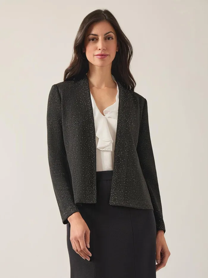 Misook Embellished Lurex Open Neck Jacket Women Jackets and Coats