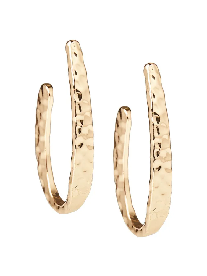 Misook Gold Hammered JHoop Earrings Women Earrings