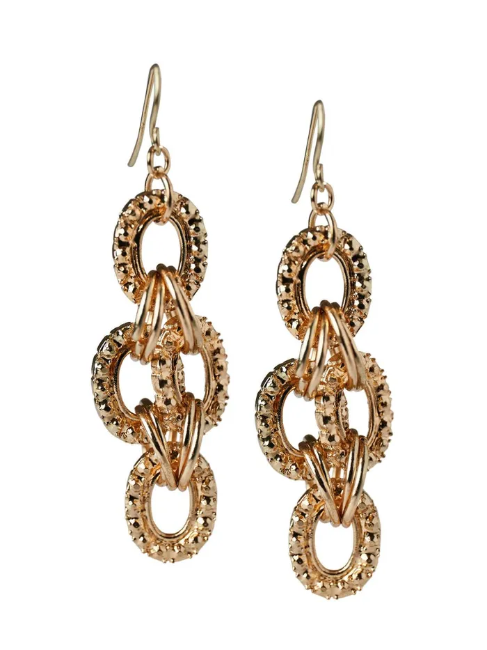 Misook Gold Hammered Rings Drop Earrings Women Earrings