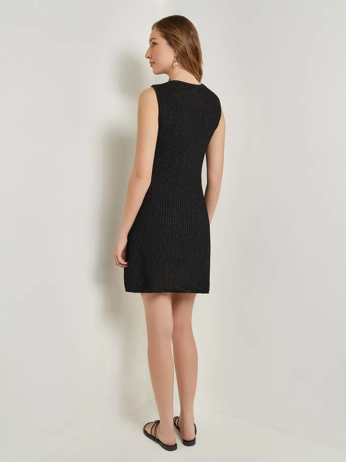 Misook Mini ALine Dress 8211 Embroidered Open Ribbon Knit Women Dresses
