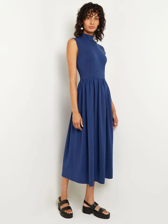 Misook Mixed Media FitandFlare Sleeveless Midi Dress Women Dresses Misook Mixed Media FitandFlare Sleeveless Midi Dress Women Dresses