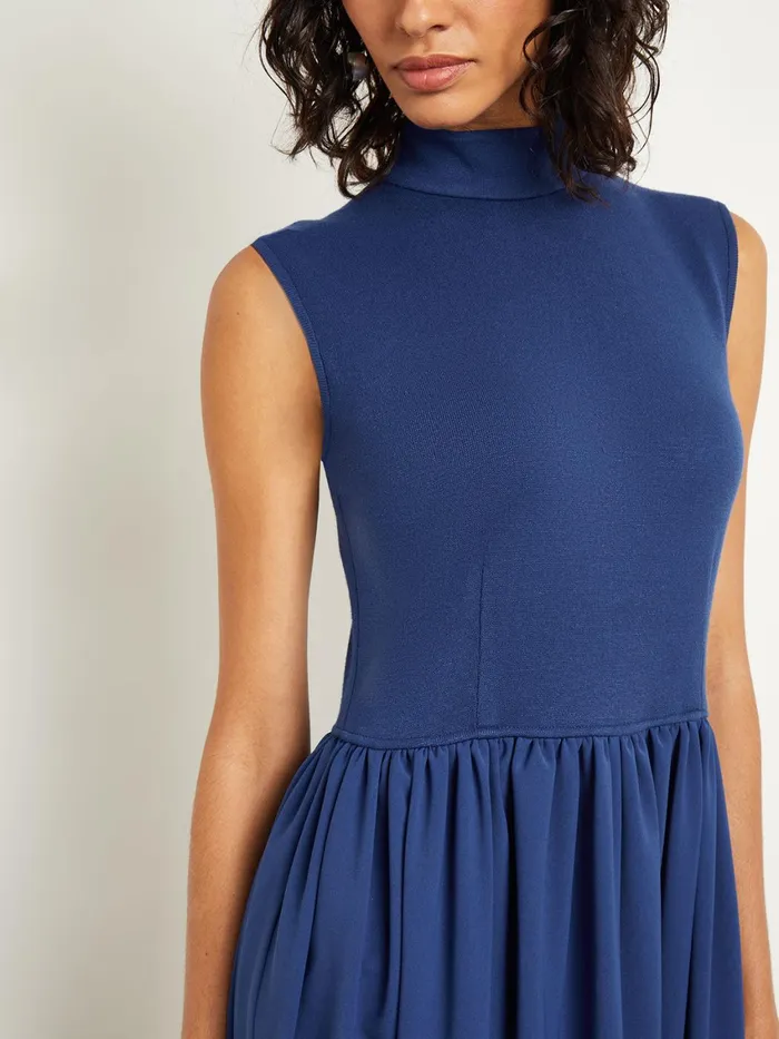 Misook Mixed Media FitandFlare Sleeveless Midi Dress Women Dresses Misook Mixed Media FitandFlare Sleeveless Midi Dress Women Dresses