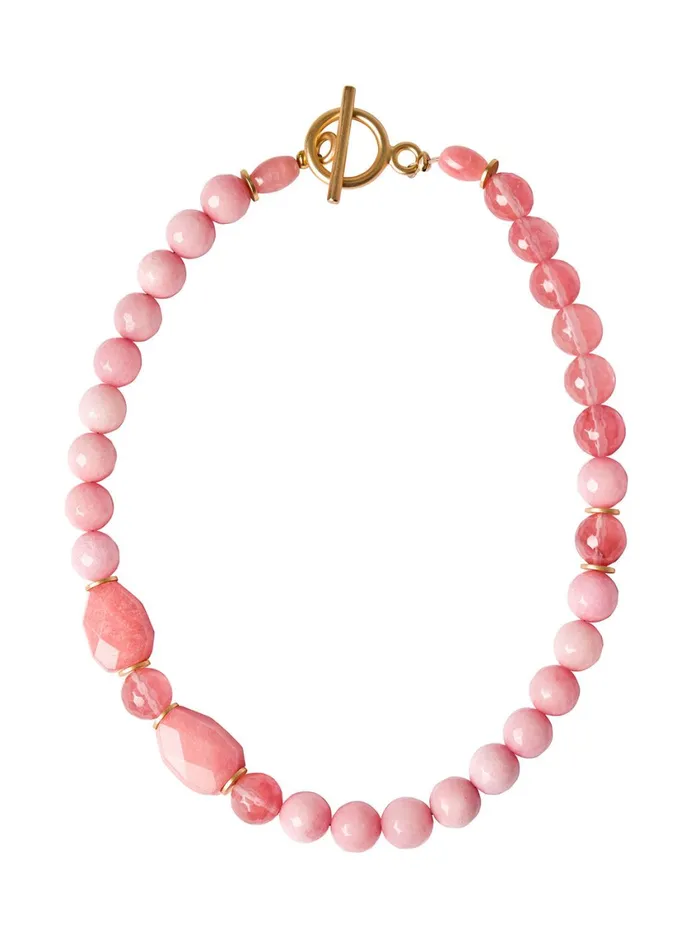 Misook Peach Jade Mixed Media Necklace Women Necklaces