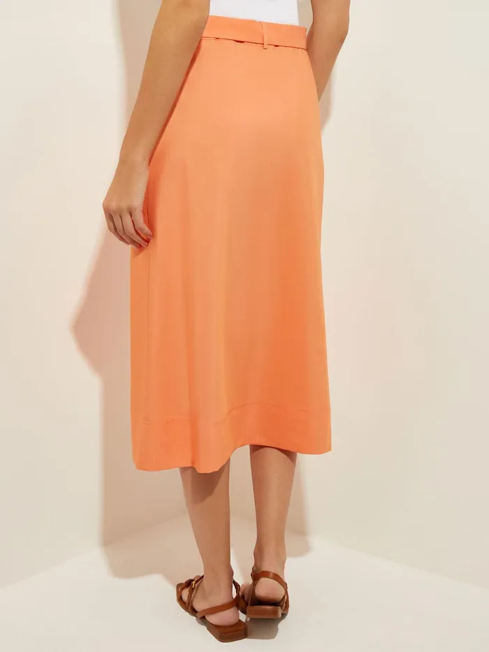 Misook Pocketed Poplin ALine Midi Skirt Women Skirts