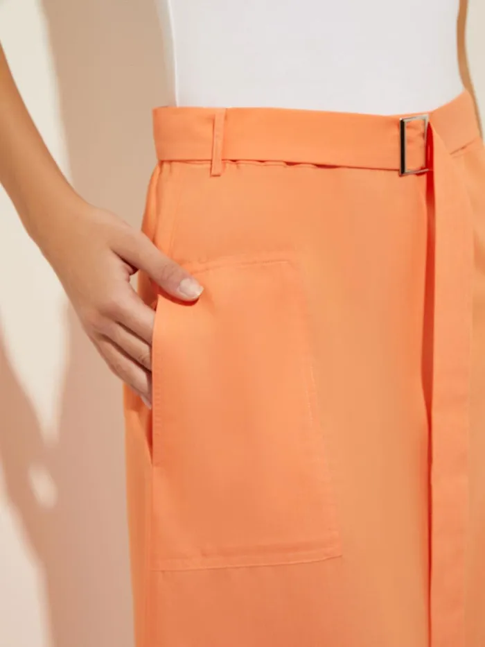 Misook Pocketed Poplin ALine Midi Skirt Women Skirts