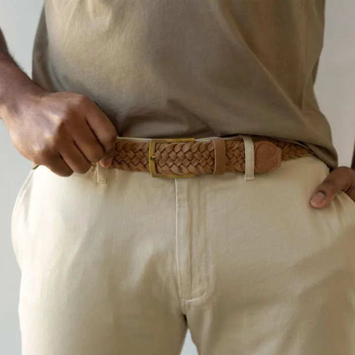 Nisolo Belts Men Teyo Woven Belt Tobacco Nisolo Belts Men Teyo Woven Belt Tobacco