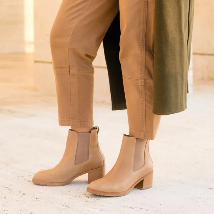 Nisolo Boots Women Ana GoTo Heeled Chelsea Boot Almond Nisolo Boots Women Ana GoTo Heeled Chelsea Boot Almond