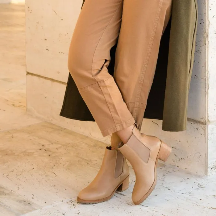 Nisolo Boots Women Ana GoTo Heeled Chelsea Boot Almond Nisolo Boots Women Ana GoTo Heeled Chelsea Boot Almond