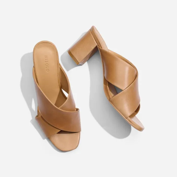 Nisolo Loafers and Mules Women Carina Cross Strap Mule Almond Nisolo Loafers and Mules Women Carina Cross Strap Mule Almond