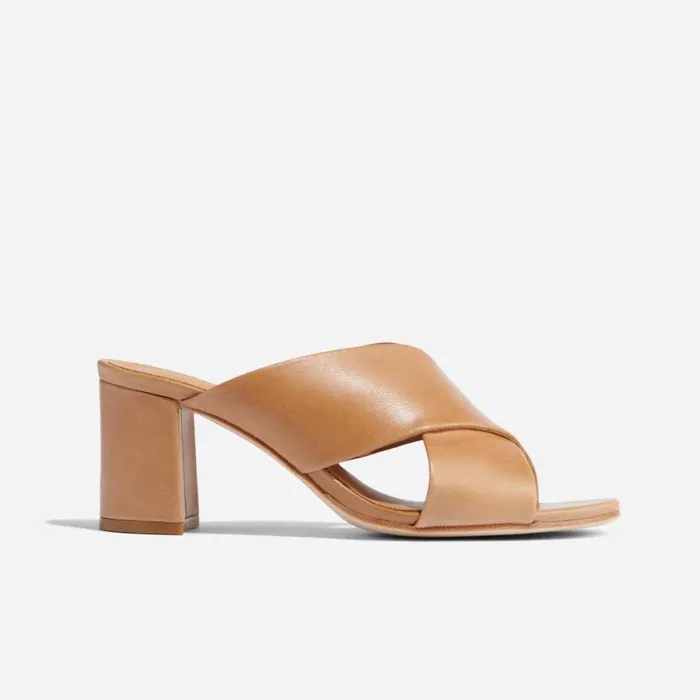 Nisolo Loafers and Mules Women Carina Cross Strap Mule Almond Nisolo Loafers and Mules Women Carina Cross Strap Mule Almond