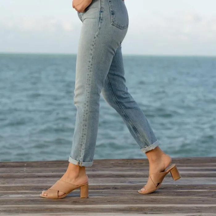 Nisolo Loafers and Mules Women Carina Cross Strap Mule Almond Nisolo Loafers and Mules Women Carina Cross Strap Mule Almond