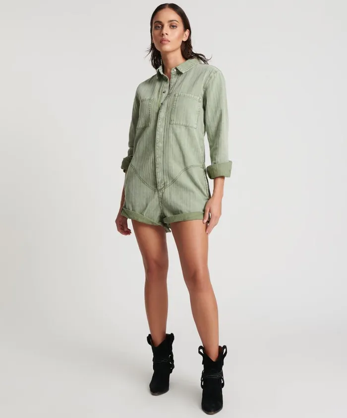One Teaspoon Denim Jumpsuits KHAKI LOGO JACQUARD PROPHECY JUMPSUIT 8211 Women