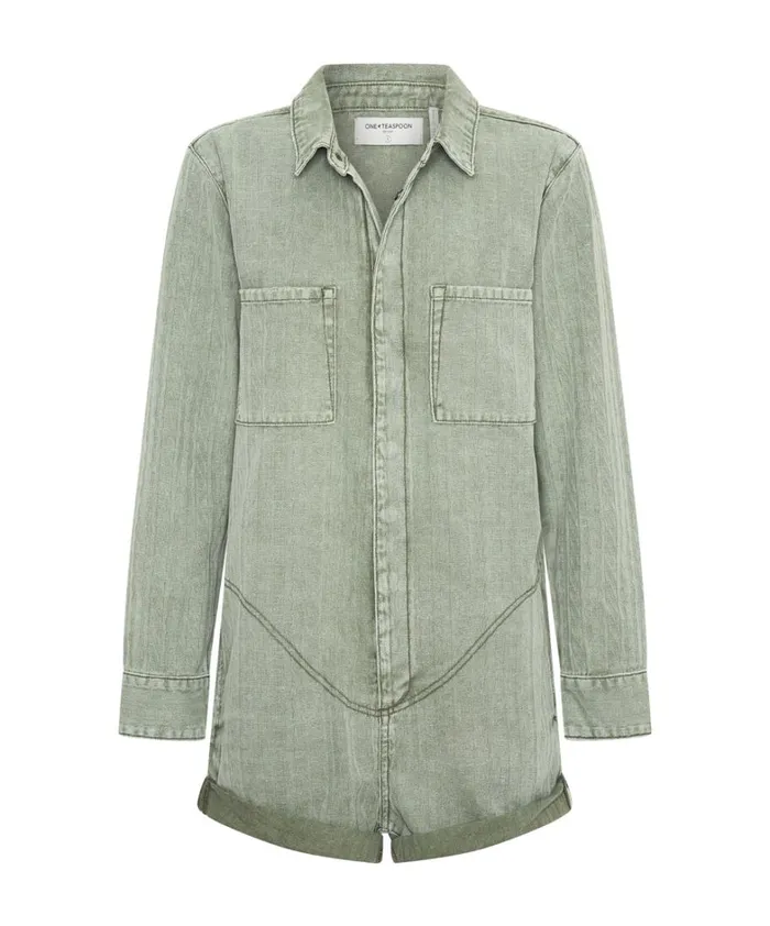One Teaspoon Denim Jumpsuits KHAKI LOGO JACQUARD PROPHECY JUMPSUIT 8211 Women One Teaspoon Denim Jumpsuits KHAKI LOGO JACQUARD PROPHECY JUMPSUIT 8211 Women