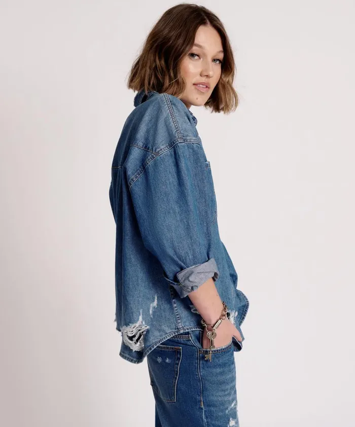 One Teaspoon Denim Shirts BAY BLUE OVERSIZED REVOLVER SHIRT 8211 Women One Teaspoon Denim Shirts BAY BLUE OVERSIZED REVOLVER SHIRT 8211 Women