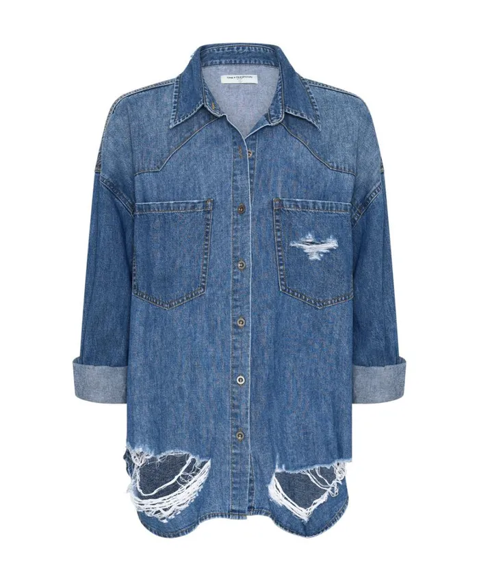 One Teaspoon Denim Shirts BAY BLUE OVERSIZED REVOLVER SHIRT 8211 Women One Teaspoon Denim Shirts BAY BLUE OVERSIZED REVOLVER SHIRT 8211 Women