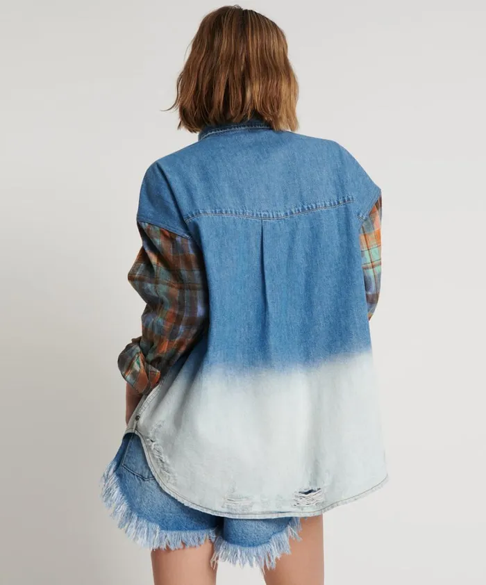 One Teaspoon Denim Shirts CIAO BLUE REVOLVER DENIM FLANNEL SHIRT 8211 Women One Teaspoon Denim Shirts CIAO BLUE REVOLVER DENIM FLANNEL SHIRT 8211 Women