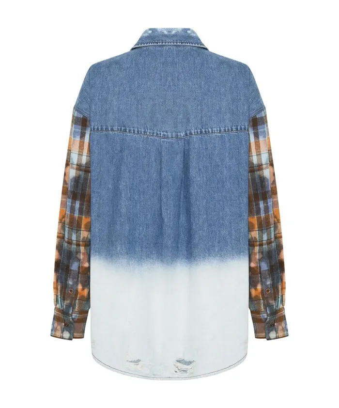 One Teaspoon Denim Shirts CIAO BLUE REVOLVER DENIM FLANNEL SHIRT 8211 Women One Teaspoon Denim Shirts CIAO BLUE REVOLVER DENIM FLANNEL SHIRT 8211 Women
