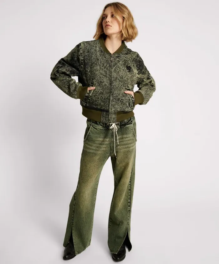 One Teaspoon Jackets BLACK KHAKI DENIM BOMBER JACKET 8211 Women One Teaspoon Jackets BLACK KHAKI DENIM BOMBER JACKET 8211 Women
