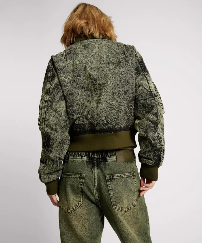 One Teaspoon Jackets BLACK KHAKI DENIM BOMBER JACKET 8211 Women One Teaspoon Jackets BLACK KHAKI DENIM BOMBER JACKET 8211 Women