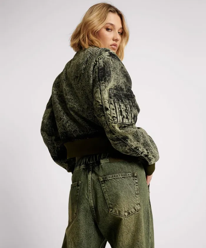 One Teaspoon Jackets BLACK KHAKI DENIM BOMBER JACKET 8211 Women One Teaspoon Jackets BLACK KHAKI DENIM BOMBER JACKET 8211 Women