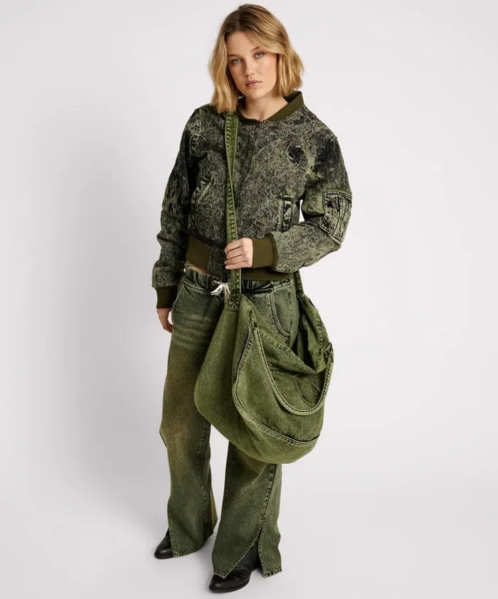 One Teaspoon Jackets BLACK KHAKI DENIM BOMBER JACKET 8211 Women One Teaspoon Jackets BLACK KHAKI DENIM BOMBER JACKET 8211 Women