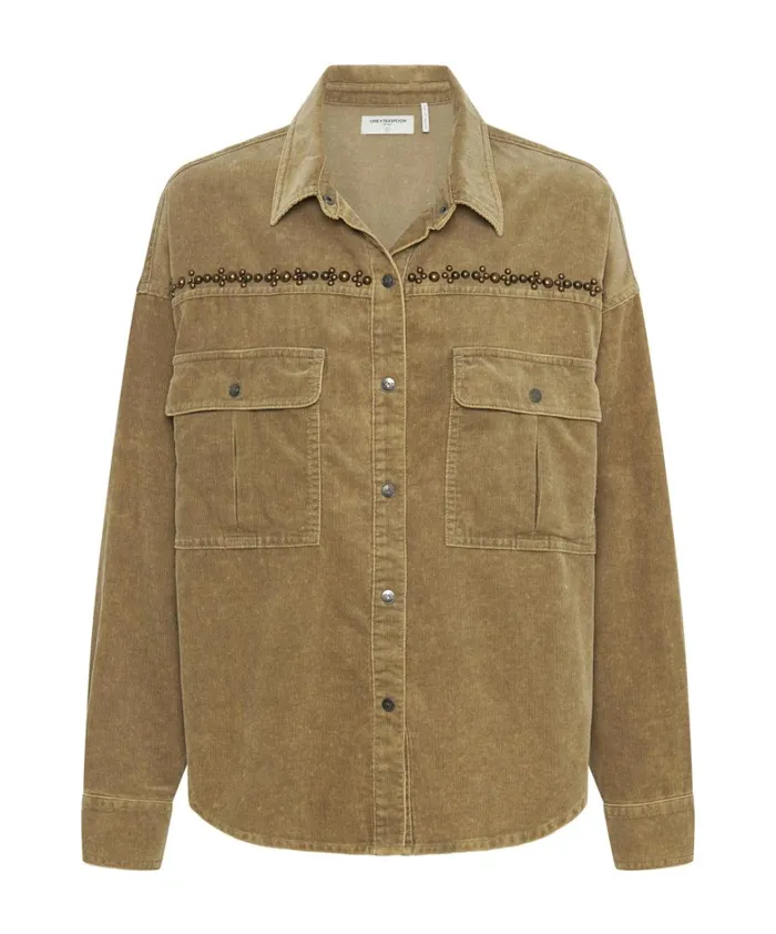 One Teaspoon Jackets CAMEL CORDRUOY STUDDED DARIA SHACKET 8211 Women One Teaspoon Jackets CAMEL CORDRUOY STUDDED DARIA SHACKET 8211 Women