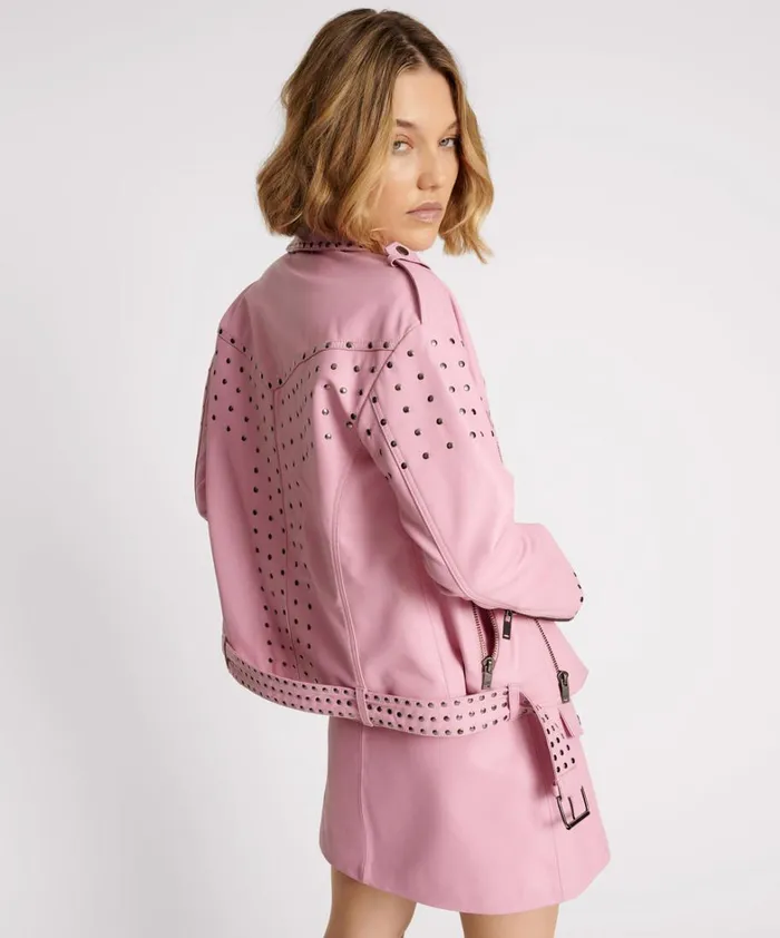 One Teaspoon Jackets RIZZO PINK STUDDED LEATHER MOTO JACKET 8211 Women One Teaspoon Jackets RIZZO PINK STUDDED LEATHER MOTO JACKET 8211 Women