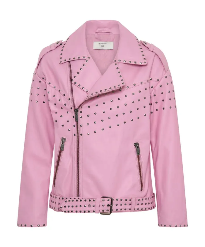 One Teaspoon Jackets RIZZO PINK STUDDED LEATHER MOTO JACKET 8211 Women One Teaspoon Jackets RIZZO PINK STUDDED LEATHER MOTO JACKET 8211 Women