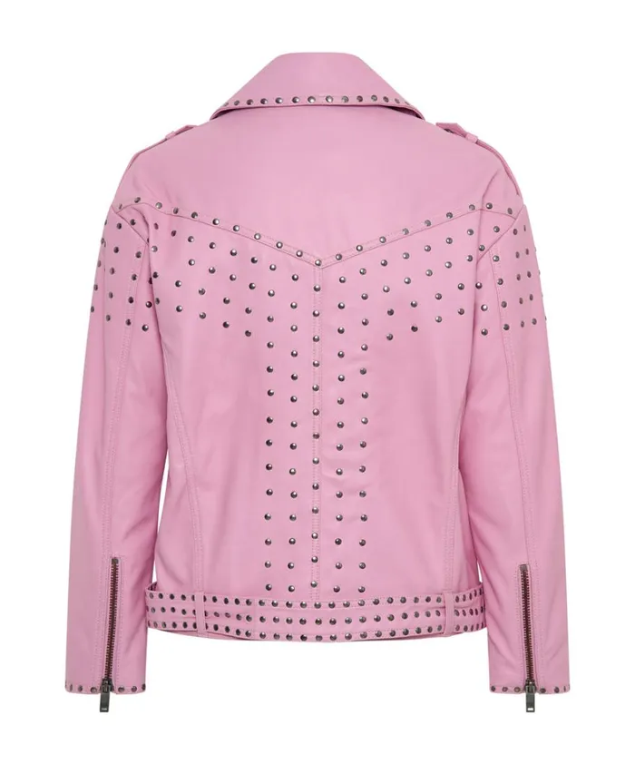 One Teaspoon Jackets RIZZO PINK STUDDED LEATHER MOTO JACKET 8211 Women One Teaspoon Jackets RIZZO PINK STUDDED LEATHER MOTO JACKET 8211 Women
