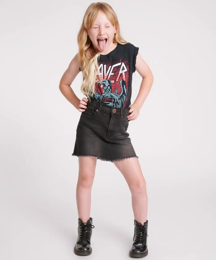 One Teaspoon Kids KIDS BLACK PUNK 2020 MINI HIGH WAIST DENIM SKIRT 8211 Kids