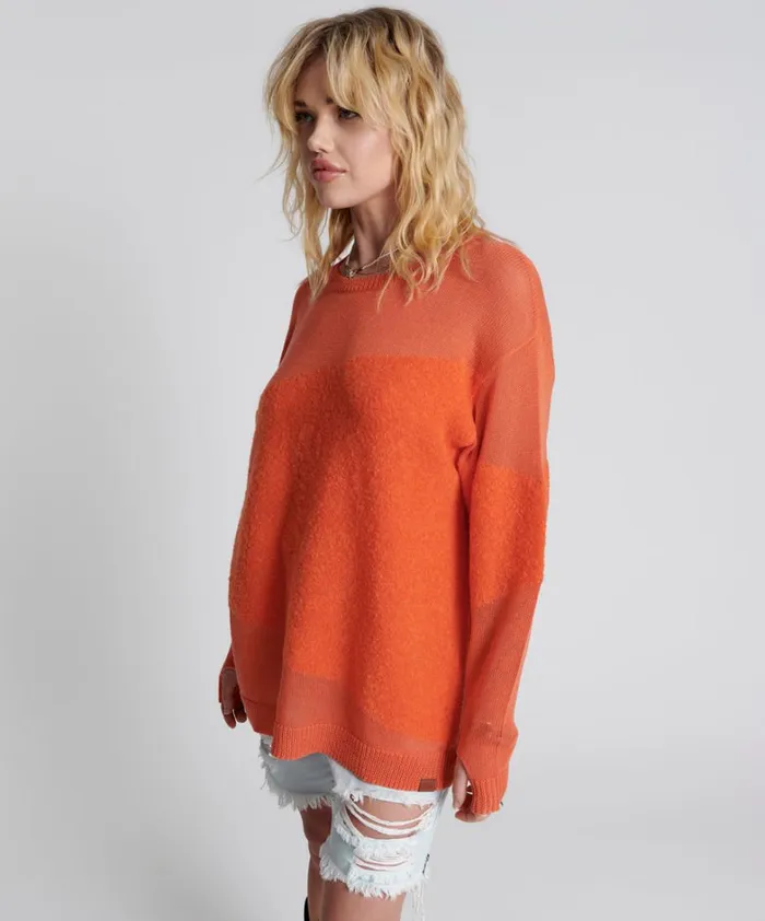 One Teaspoon Knitwear SHATTERED CREW KNIT SWEATER ORANGE 8211 Women One Teaspoon Knitwear SHATTERED CREW KNIT SWEATER ORANGE 8211 Women
