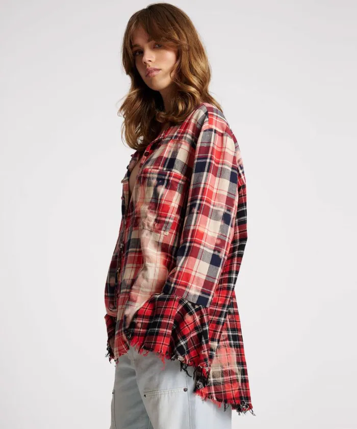 One Teaspoon Shirts BLEACHED CHECK FANTASIE SHIRT 8211 Women One Teaspoon Shirts BLEACHED CHECK FANTASIE SHIRT 8211 Women