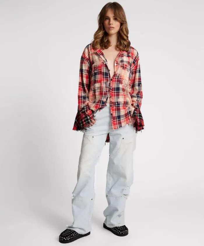 One Teaspoon Shirts BLEACHED CHECK FANTASIE SHIRT 8211 Women One Teaspoon Shirts BLEACHED CHECK FANTASIE SHIRT 8211 Women