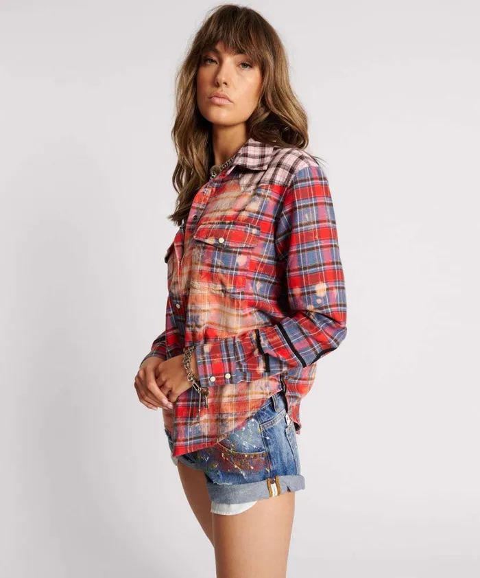 One Teaspoon Shirts DISTRESSED FLANNEL WESTERN SHIRT 8211 Women One Teaspoon Shirts DISTRESSED FLANNEL WESTERN SHIRT 8211 Women
