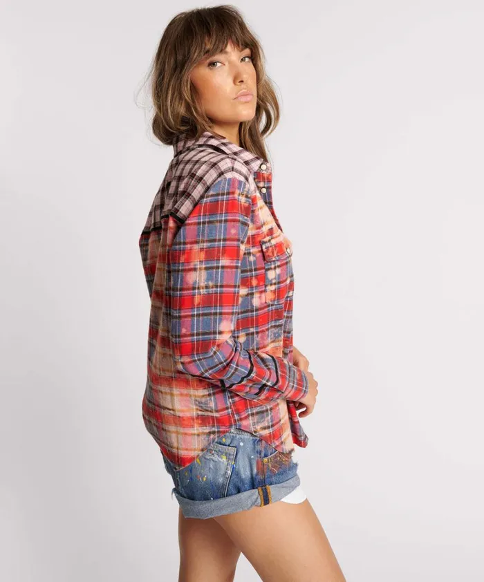 One Teaspoon Shirts DISTRESSED FLANNEL WESTERN SHIRT 8211 Women One Teaspoon Shirts DISTRESSED FLANNEL WESTERN SHIRT 8211 Women