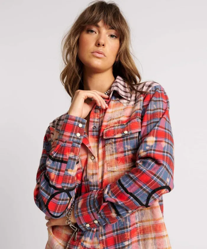 One Teaspoon Shirts DISTRESSED FLANNEL WESTERN SHIRT 8211 Women One Teaspoon Shirts DISTRESSED FLANNEL WESTERN SHIRT 8211 Women