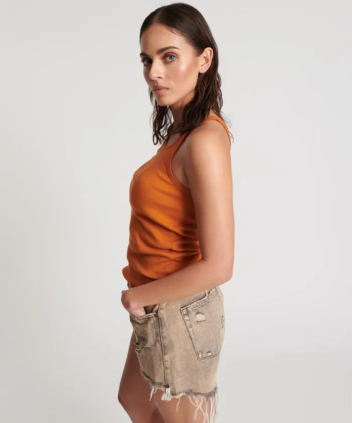 One Teaspoon Tees and Tanks BURNT ORANGE RIBBED TANK TOP 8211 Women One Teaspoon Tees and Tanks BURNT ORANGE RIBBED TANK TOP 8211 Women