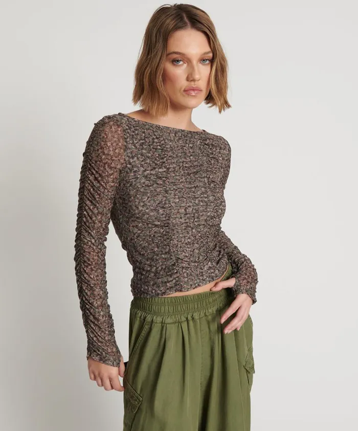 One Teaspoon Tops CAMO NIGHT FEVER LONGSLEEVE MESH TOP 8211 Women One Teaspoon Tops CAMO NIGHT FEVER LONGSLEEVE MESH TOP 8211 Women