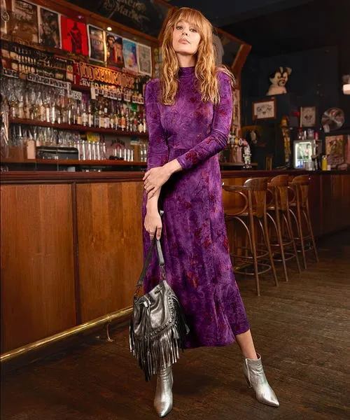 Petite Collection Joebrowns Apparel Truly Remarkable Flocked Jersey Dress Purple