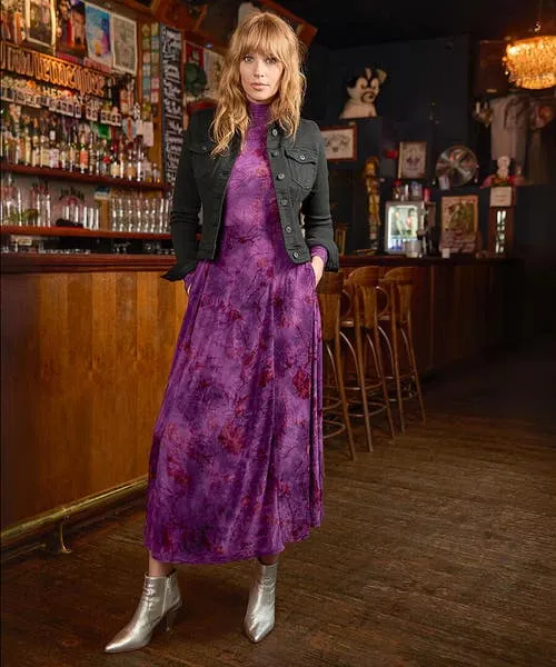 Petite Collection Joebrowns Apparel Truly Remarkable Flocked Jersey Dress Purple