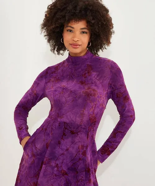 Petite Collection Joebrowns Apparel Truly Remarkable Flocked Jersey Dress Purple