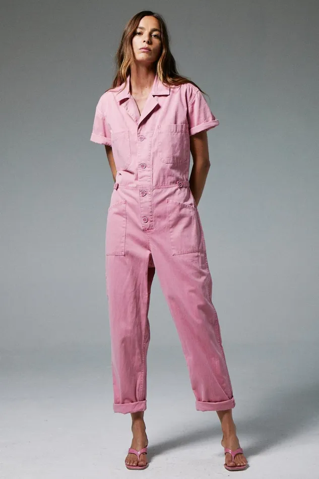 Pistola Denim Grover Short Sleeve Field Suit 8211 Flamingo Women Jumpsuits and Dresses