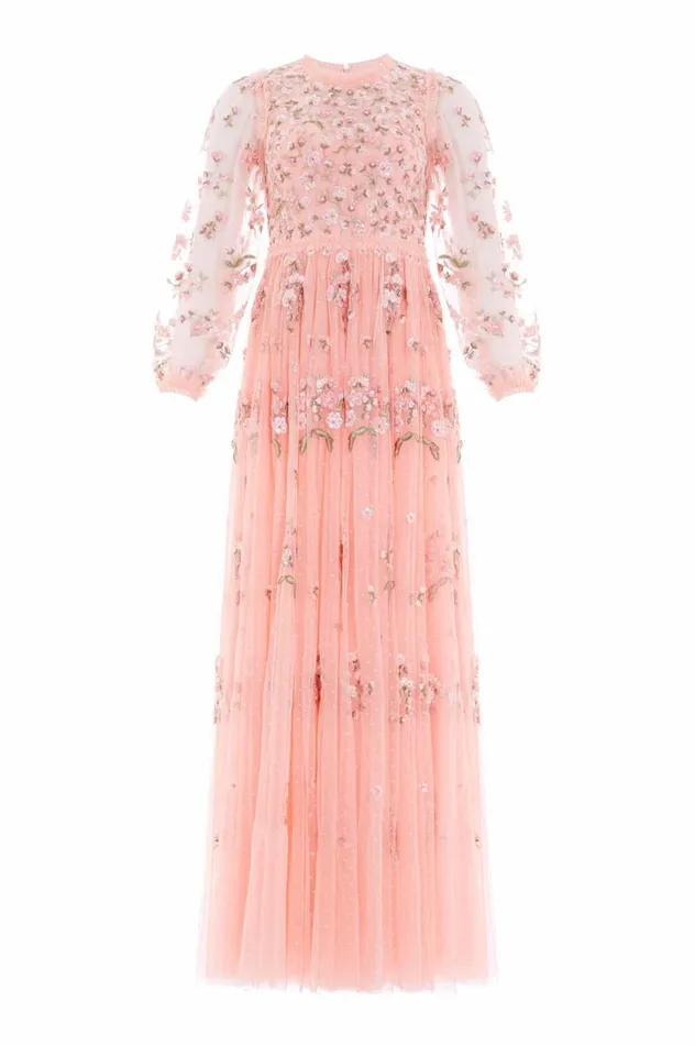 Posy Round Neck Gown Coral Women Needle and Thread Dresses