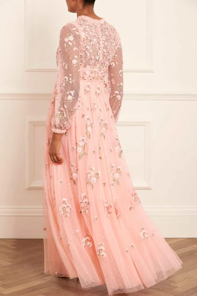 Posy Round Neck Gown Coral Women Needle and Thread Dresses