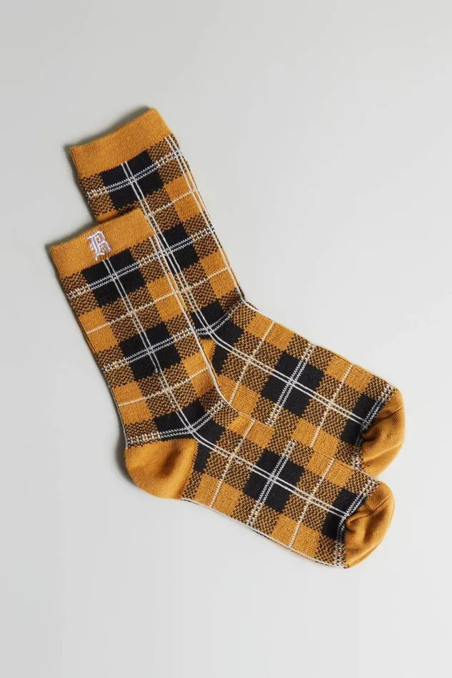 R13 Accessories Men R13 PLAID SOCKS 8211 YELLOWBLACK