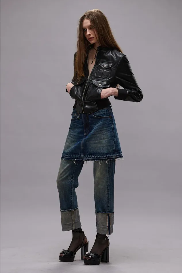 R13 Boyfriend Women ROMEO DOUBLE CLASSIC 8211 ASPEN SELVEDGE BLUE