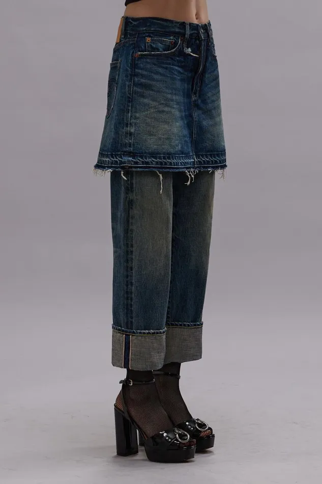 R13 Boyfriend Women ROMEO DOUBLE CLASSIC 8211 ASPEN SELVEDGE BLUE