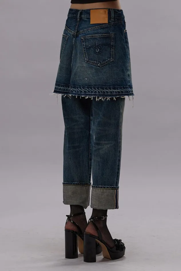 R13 Boyfriend Women ROMEO DOUBLE CLASSIC 8211 ASPEN SELVEDGE BLUE