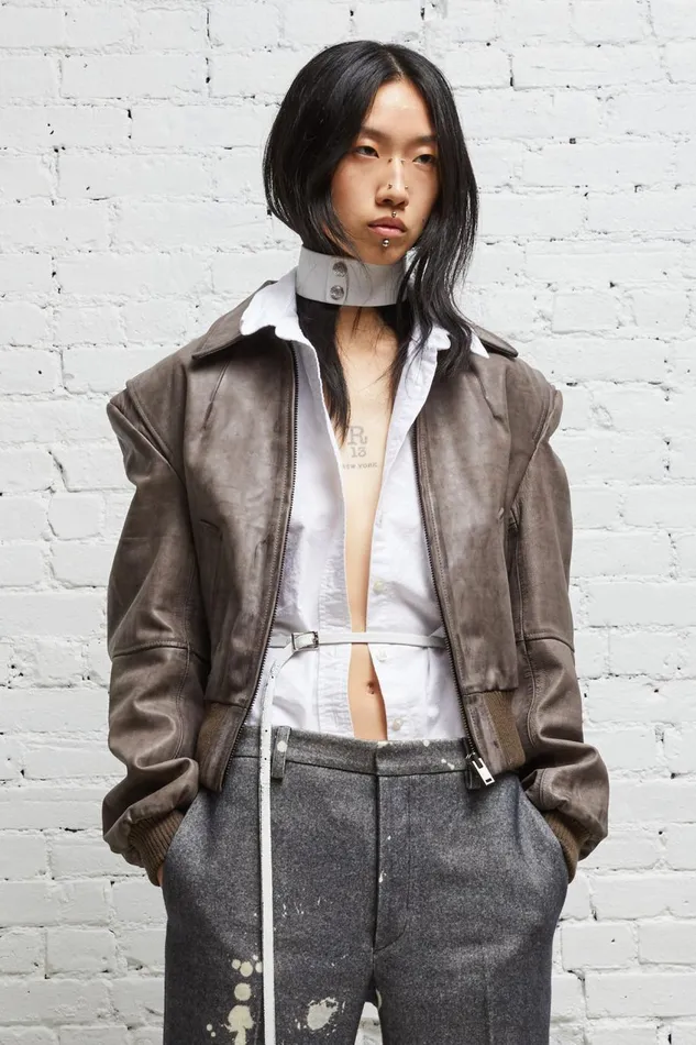 R13 Jackets and Coats Women AMERICANA ZIP JACKET 8211 DISTRESSED GREY